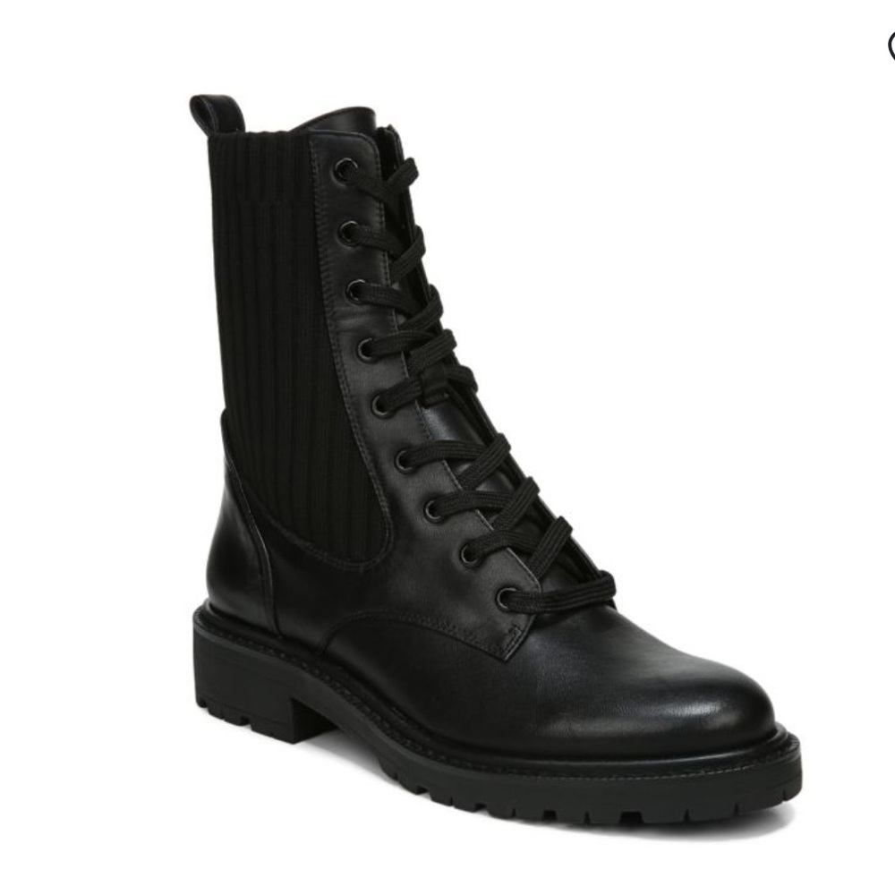 Sam Edelman Lydell Lug-Sole Leather & Knit Combat Boots